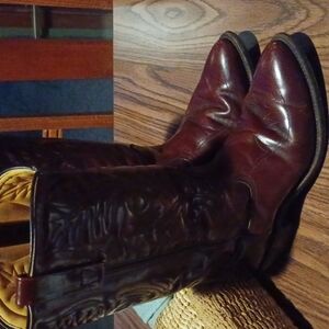 Mason Vintage Western Burgundy Cowboy Boots, Leather, 8.5D